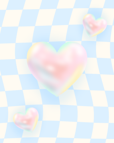 Blue bubble heart grid