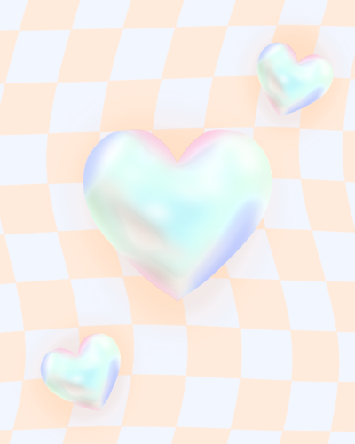 Orange bubble heart grid