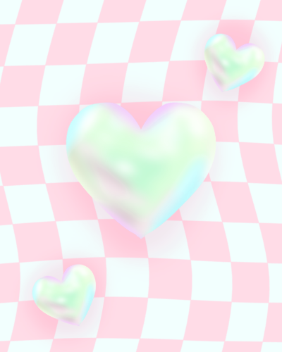 Red bubble heart grid