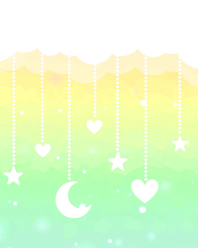 Yellow hanging moon and stars